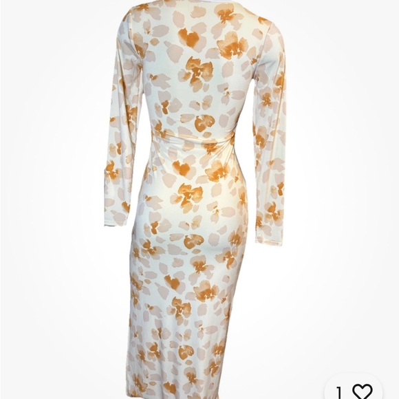 Abercrombie & Fitch Floral Midi Dress XS NWT Long Sleeve Ruched - Picture 4 of 6